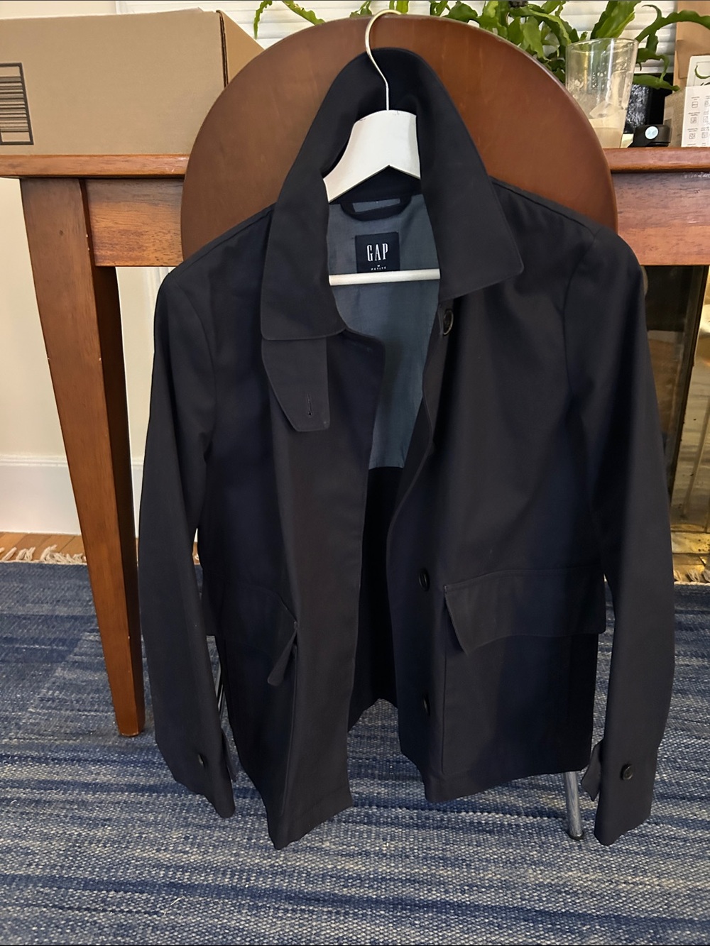 Fall Navy Short Trench coat - Picture 7 of 9